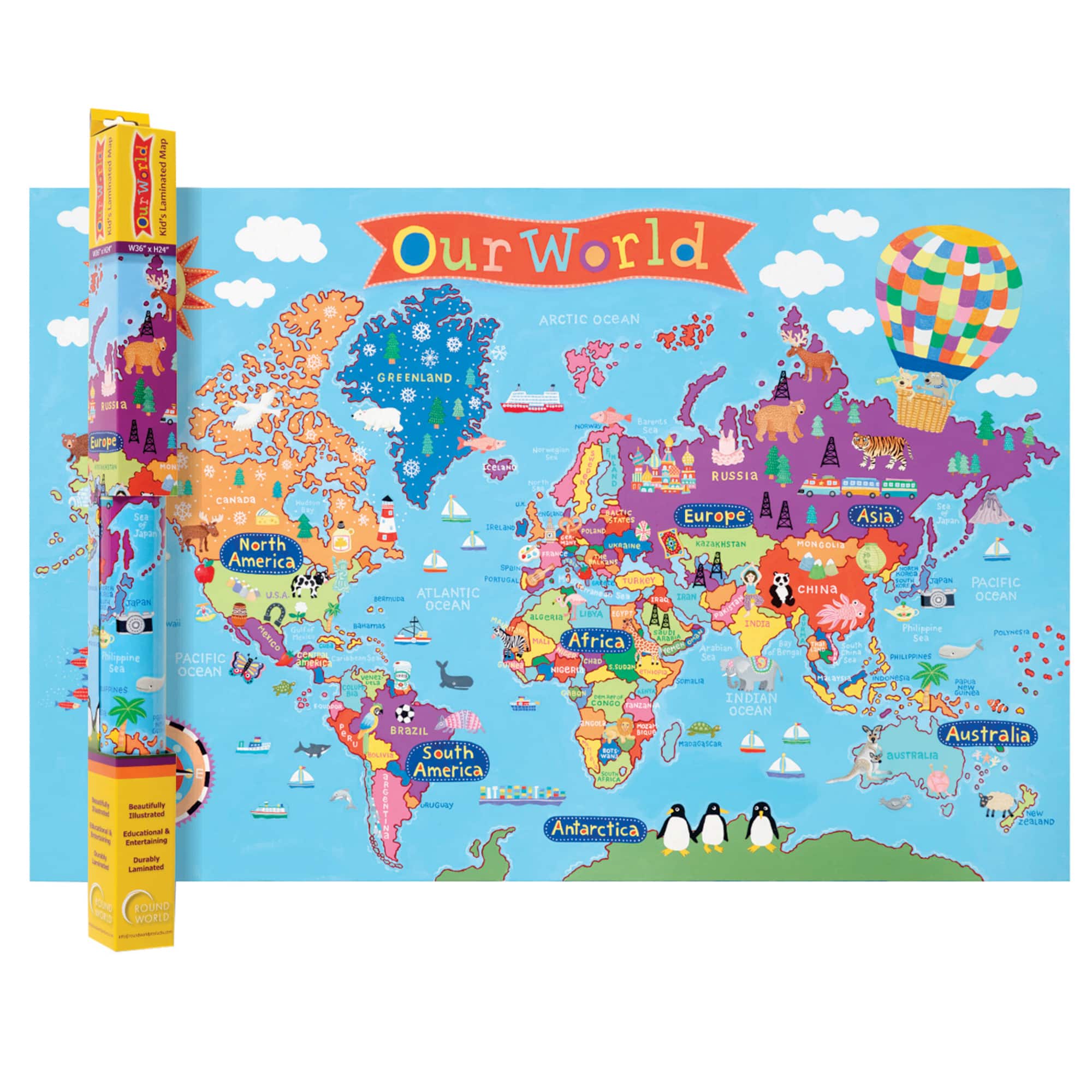 Kid's World Map, 24" x 36"